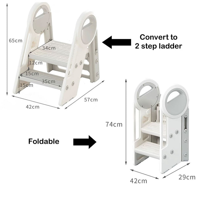 Child Safety Triple Step Stool Ladder with Handle Foldable