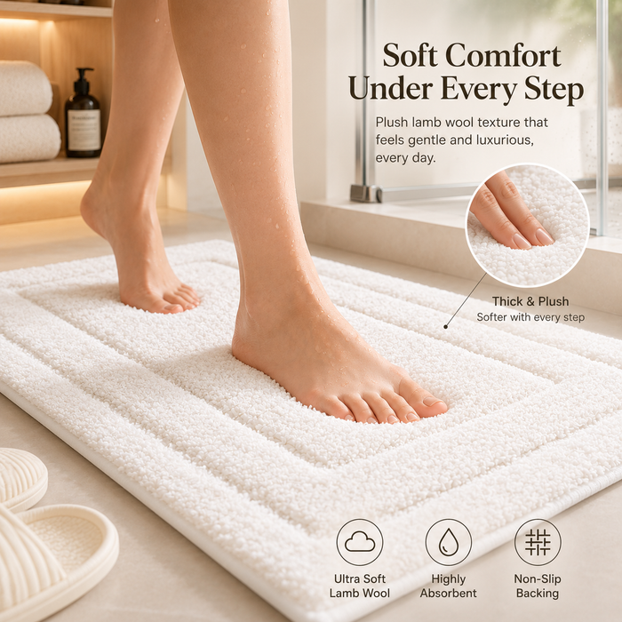 Classic Lamb Wool Floor Mat Soft Absorbent Non-Slip Bathroom Rug – FUNKY.sg