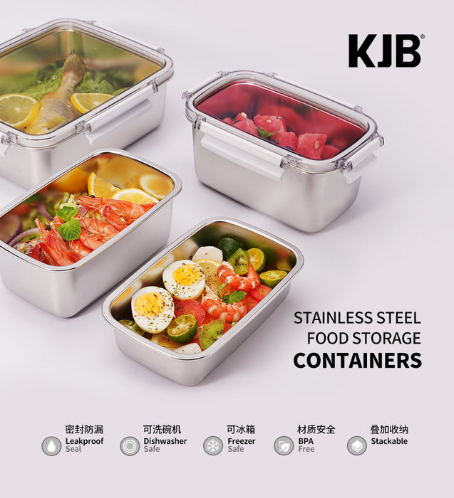 [Buy 3 for 15% Off] Premium Stainless Steel Food Storage Containers – Leakproof, Fridge, Microwave & Dishwasher Safe – 4 Sizes