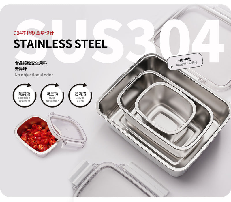 [Buy 3 for 15% Off] Premium Stainless Steel Food Storage Containers – Leakproof, Fridge, Microwave & Dishwasher Safe – 4 Sizes