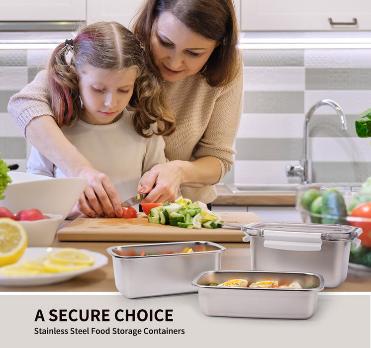 [Buy 3 for 15% Off] Premium Stainless Steel Food Storage Containers – Leakproof, Fridge, Microwave & Dishwasher Safe – 4 Sizes