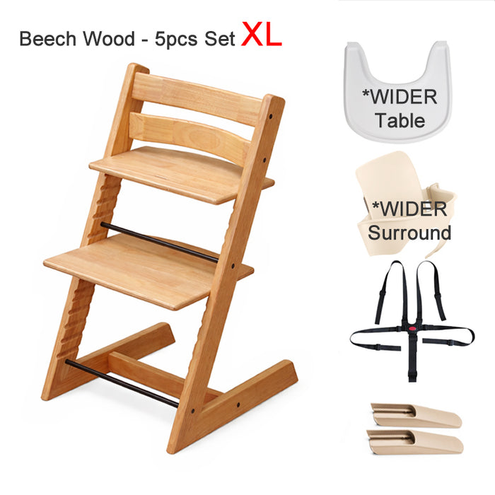 Scandi Wooden Children High Chair Interchangeable Grow with Kids Highchair Beech/Birch Wood