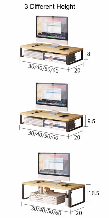 Monitor Laptop Wooden Stand Riser Organiser