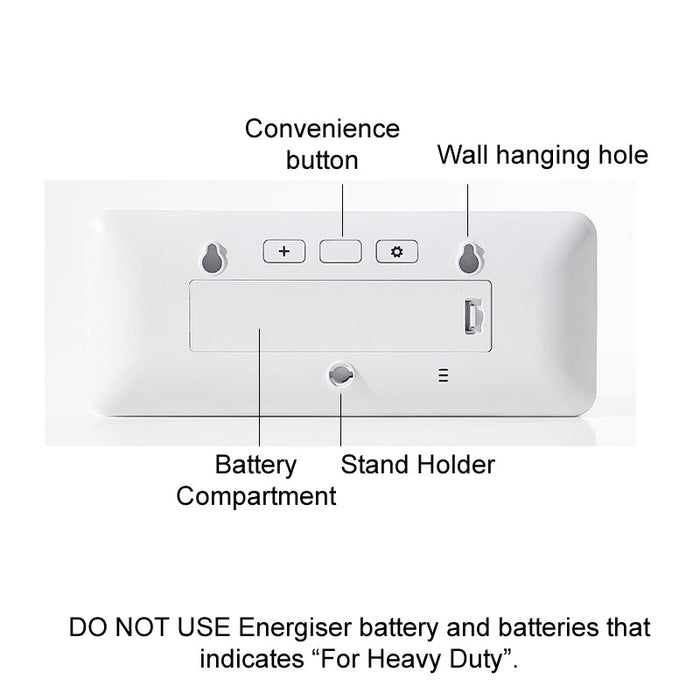 Digital wall Clock Temperature Digital Thermo Hygrometer Display Electronic Clock Simple Modern Large Screen Battery Ops