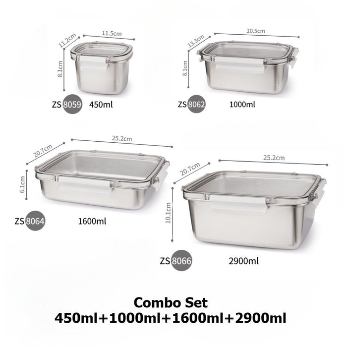 [Buy 3 for 10% Off] Premium Stainless Steel Food Storage Containers – Leakproof, Fridge, Microwave & Dishwasher Safe – 4 Sizes