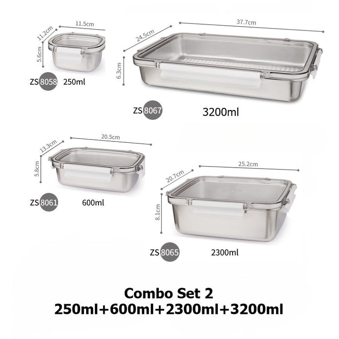 [Buy 3 for 10% Off] Premium Stainless Steel Food Storage Containers – Leakproof, Fridge, Microwave & Dishwasher Safe – 4 Sizes