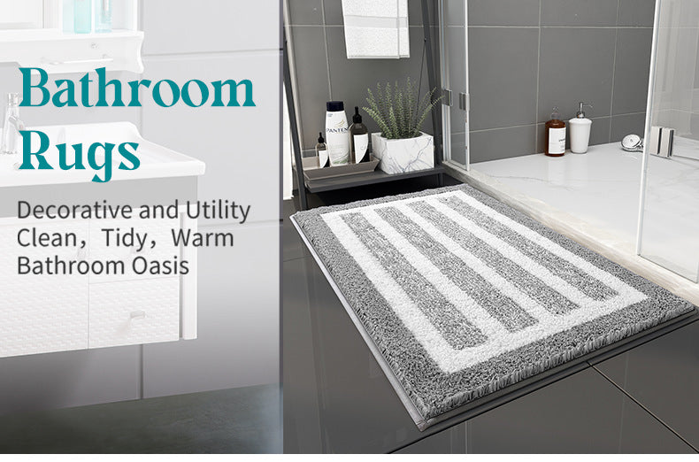 [Extra 80x50cm] Bathroom Floor Mat Water Absorbent Carpet Cotton Non-Slip Door Mats Bedroom Floor Home Bath Rugs