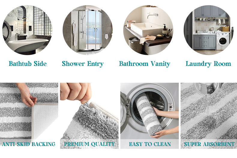 [Standard 60x40cm] Bathroom Floor Mat Water Absorbent Carpet Cotton Non-Slip Door Mats Bedroom Floor Home Bath Rugs