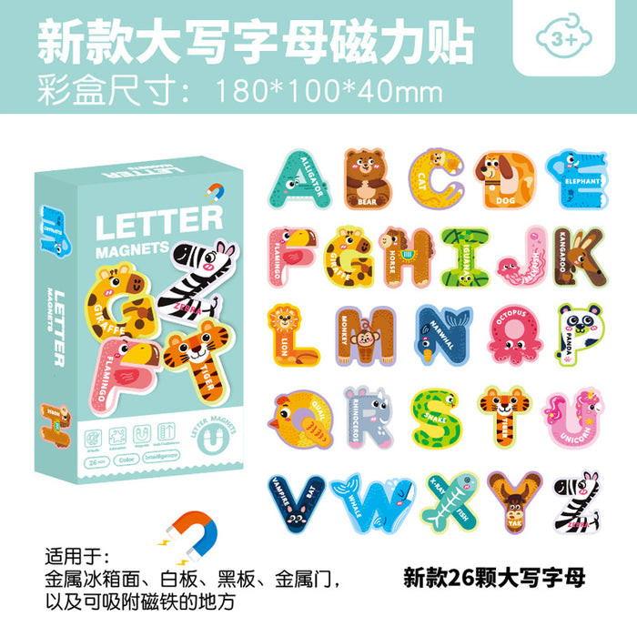 Kids Toys Learning Alphabet ABC Letter Transports Animals Magnetic Fridge Magnet Puzzle