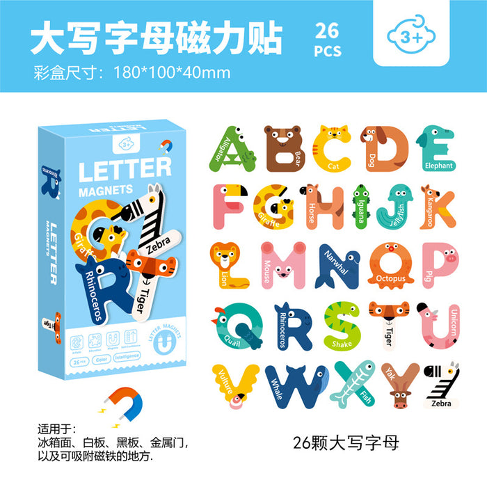 Kids Toys Learning Alphabet ABC Letter Transports Animals Magnetic Fridge Magnet Puzzle