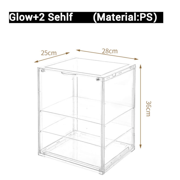 Showcasing Popmart Molly 400 Figurines Vivid-Glow Cosmetic Display Box with Staircase Rack for Organizing