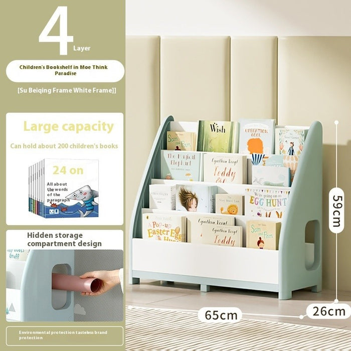 [PREORDER 20 DAYS] Kids Toy Storage Cabinet & Bookshelf | 2-in-1 Organizer | Holds 200 Books | Bins Double as Stool | Playroom Storage