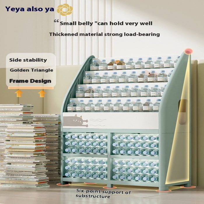 [PREORDER 20 DAYS] Kids Toy Storage Cabinet & Bookshelf | 2-in-1 Organizer | Holds 200 Books | Bins Double as Stool | Playroom Storage