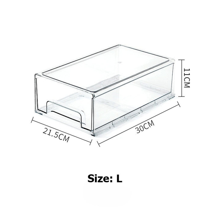 Stackable Transparent Acrylic Organizer with Drawer | Fridge Storage / Facial Mask / Makeup Organizer