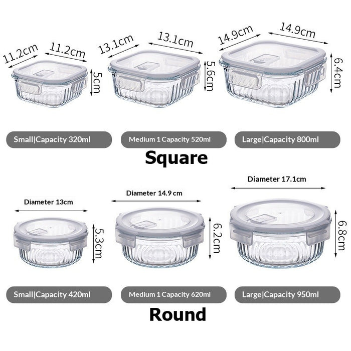 Premium Borosilicate Glass Food Container | Microwave Oven Safe | Refrigerator Freezer Storage