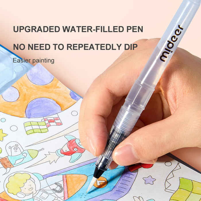 Mideer 4-in-1 Watercolor Painting Book Set Portable Travel Art Kit with Brush Kids Coloring Storybook