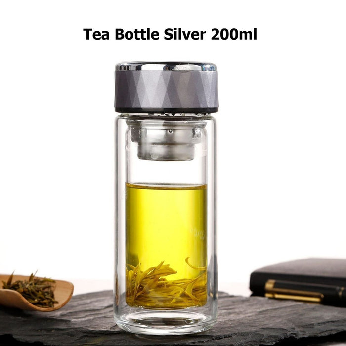 [Buy 6 Get 10% Off] Premium Double Layer Glass Tea Bottle with Infuser 200ml & 350ml