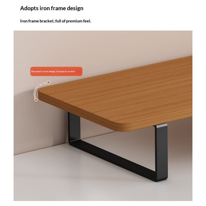 Monitor Riser Stand | Curved Safety Edge | 50-100cm Laptop Stand | Desktop Heighten Shelf | Wood & Metal Stand