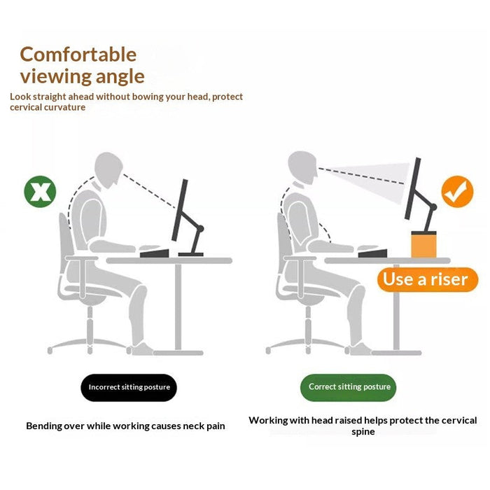 Monitor Riser Stand | Curved Safety Edge | 50-100cm Laptop Stand | Desktop Heighten Shelf | Wood & Metal Stand