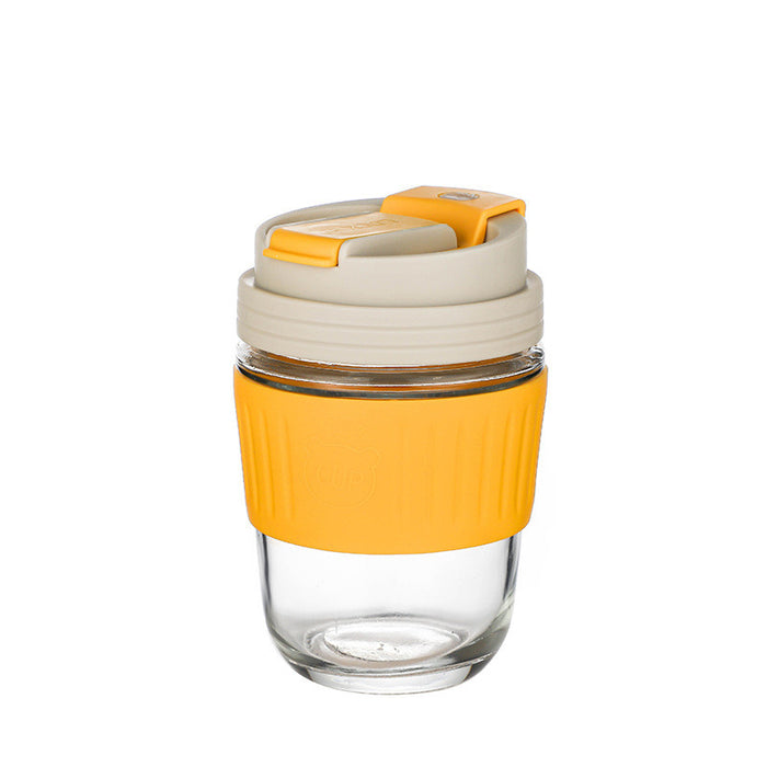 [Buy 6 Get 10% Off] 300ml Aesthetic Glass Coffee Cup with Straw & Silicone Sleeve