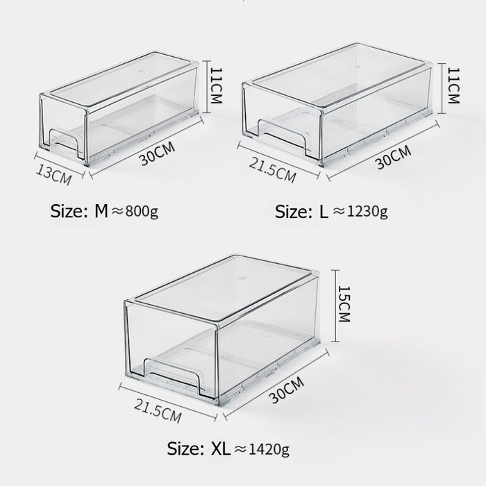 Stackable Transparent Acrylic Organizer with Drawer | Fridge Storage / Facial Mask / Makeup Organizer