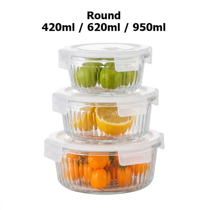 Premium Borosilicate Glass Food Container | Microwave Oven Safe | Refrigerator Freezer Storage