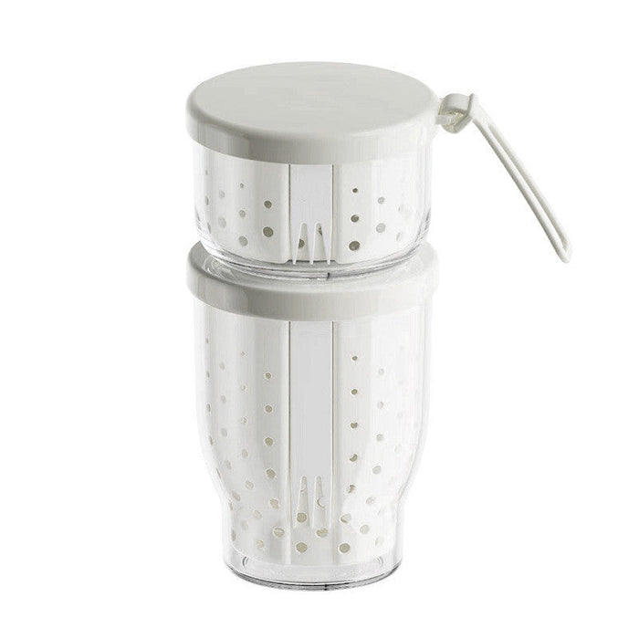 Portable Double-Layer Fruit Cup with Strainer & Fork