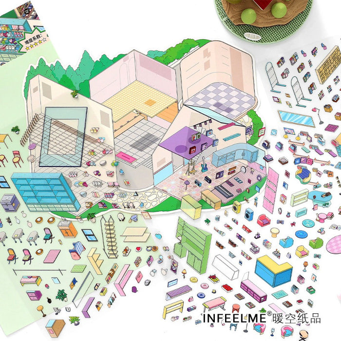 INFEELME & PAPERMORE 3D Room Decor Stickers | DIY Mini Room Background Set | Cute Aesthetic Stickers