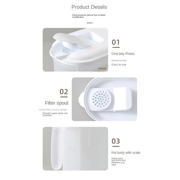 Cold Water Pitcher with Strainer Lid – 1800ml 2500ml Large Capacity Kitchen Water Jar