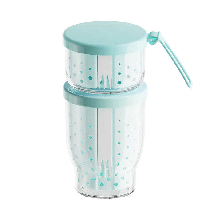 Portable Double-Layer Fruit Cup with Strainer & Fork