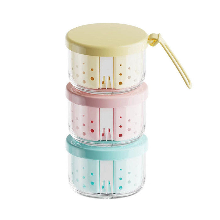 Portable Double-Layer Fruit Cup with Strainer & Fork