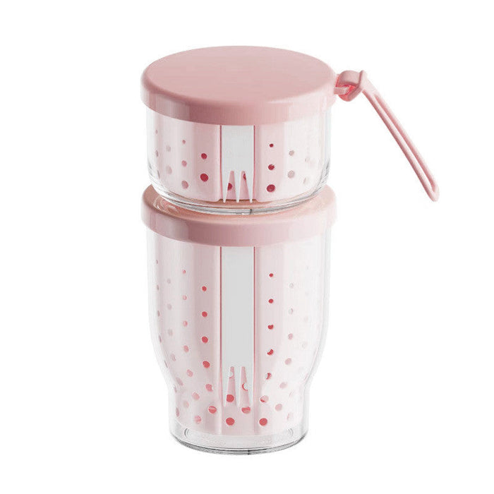 Portable Double-Layer Fruit Cup with Strainer & Fork