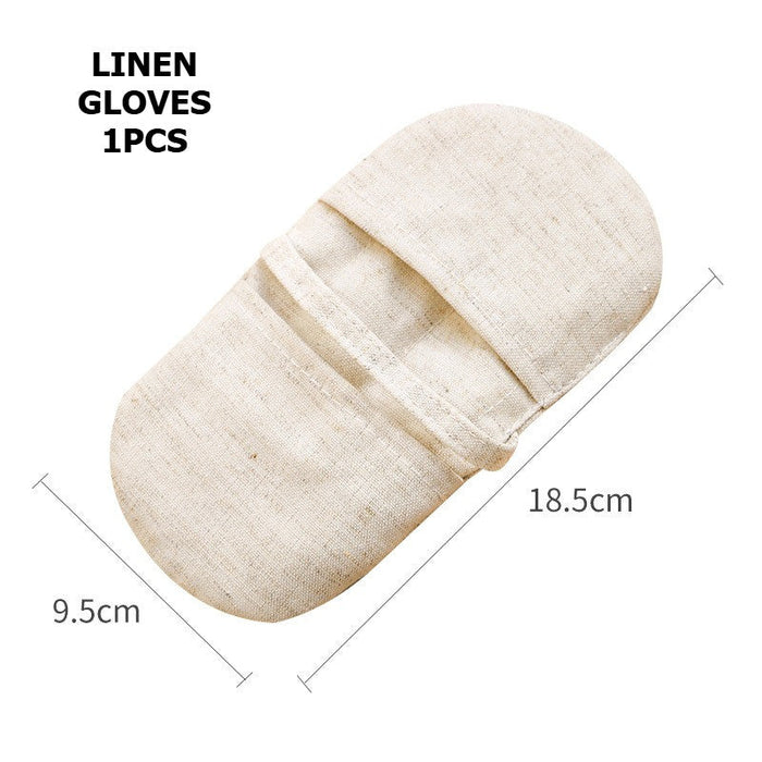 Natural Cotton Linen Kitchen Glove Mitt + Pot Mitten Holder