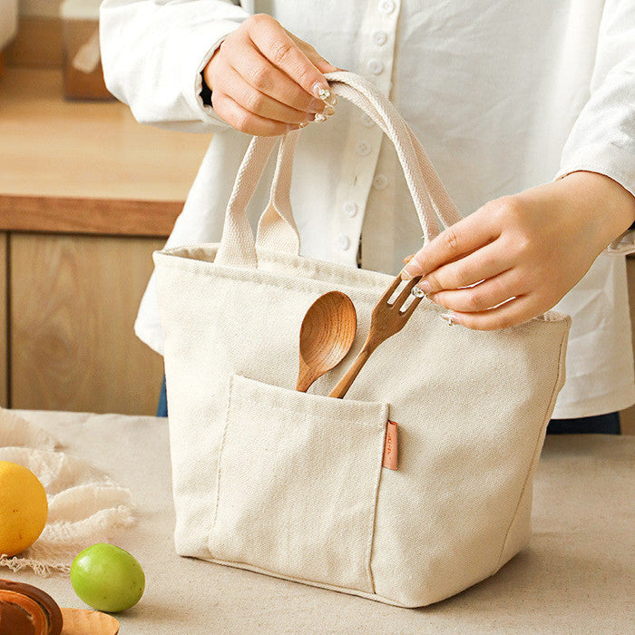 Portable Insulated Bento Bag | Thick Canvas Lunch Tote | Office & School Lunch Box Bag