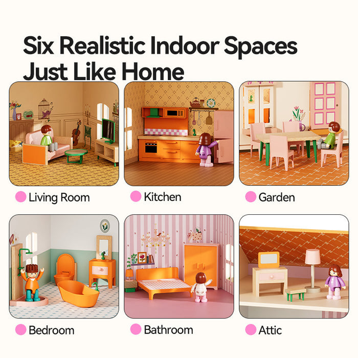 [Buy 4 for 8% off] [Preorder 20 days ] Mideer Wooden Dollhouse – 3-Storey Dream Home with Furniture & Figurines