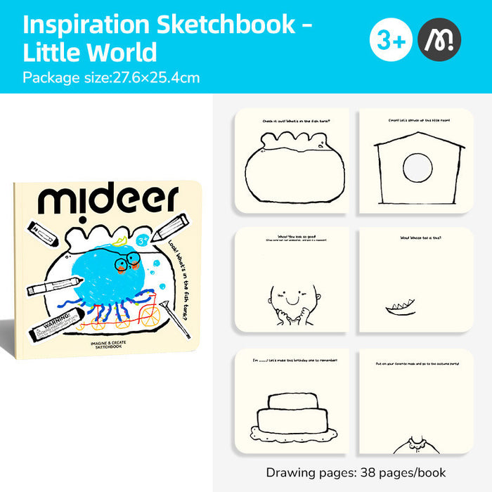 MiDeer Inspiration Sketchbook for Kids 3+ Imagine & Create Drawing Book Little World / Big Dreams