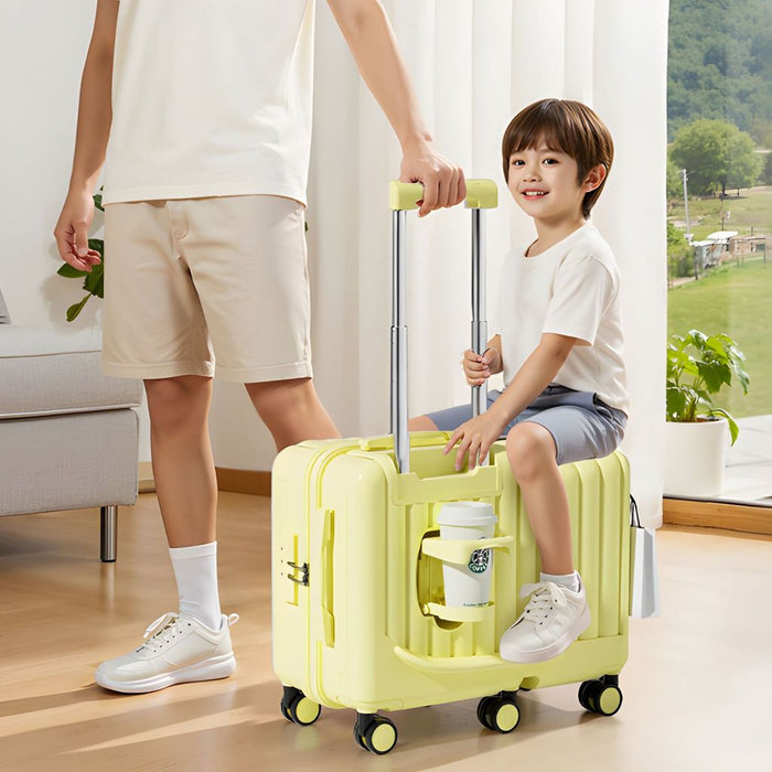 Multifunctional Travel Luggage | Hidden Cup Holder | 360° Spinner Wheels | TSA Lock | 20 Inch