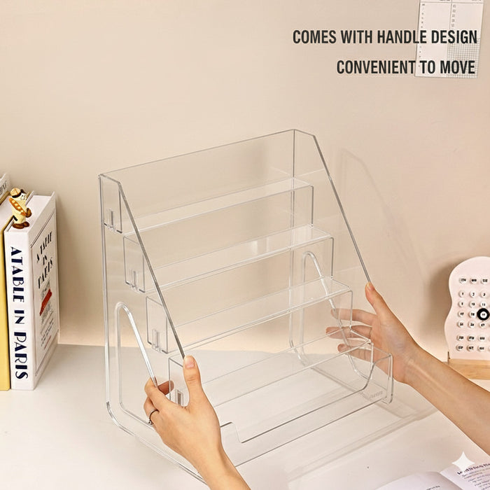 Modern Acrylic Display Stand | Multi-tier Desk Organizer for Books, Comics, Makeup, & Phone Cases