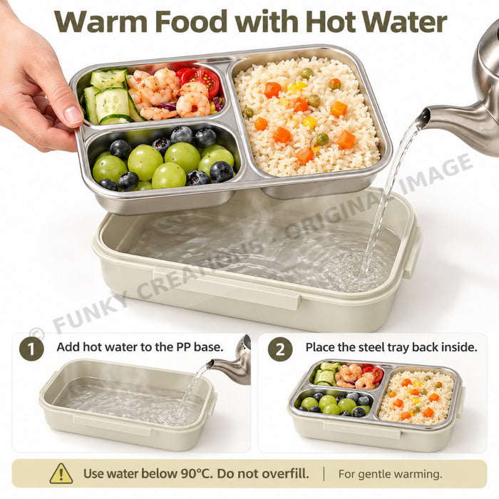 304 Stainless Steel Lunch Box With Compartments Microwave Dishwasher Fridge Food Grade BPA Free – FUNKY.sg
