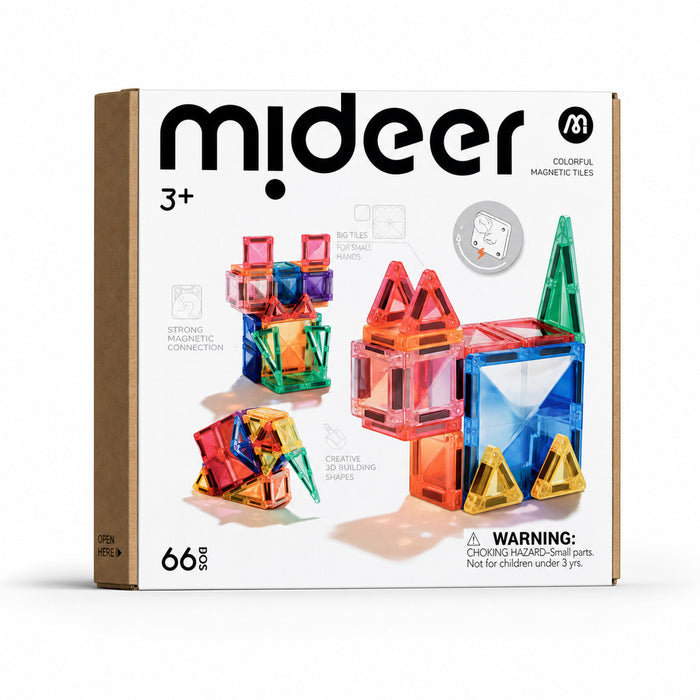 Mideer Mini Magnetic Tiles 66PCS | Magnetic Building Blocks Construction Set 3+