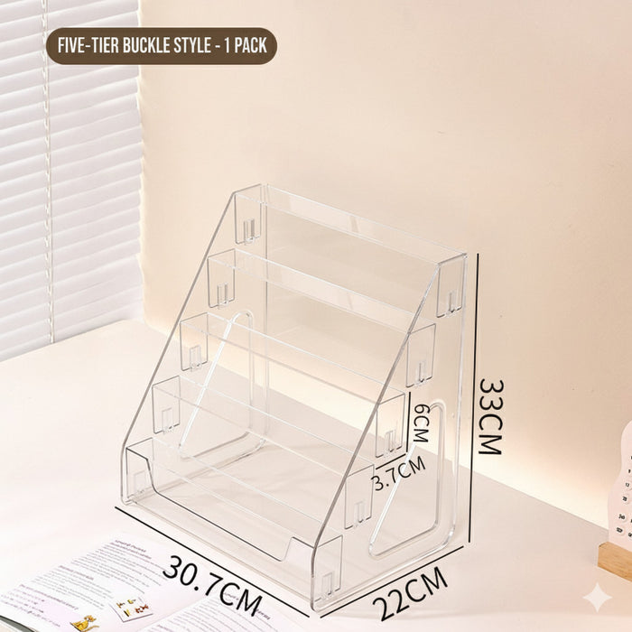 Modern Acrylic Display Stand | Multi-tier Desk Organizer for Books, Comics, Makeup, & Phone Cases