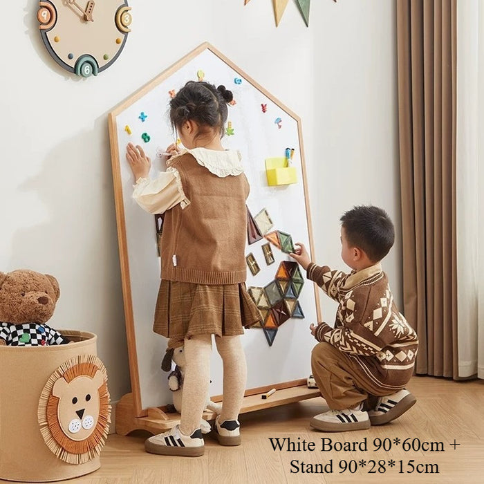 [PRE-ORDER] Magnetic Double-Sided Wooden Drawing Board Kids Art Board / Blackboard & Whiteboard