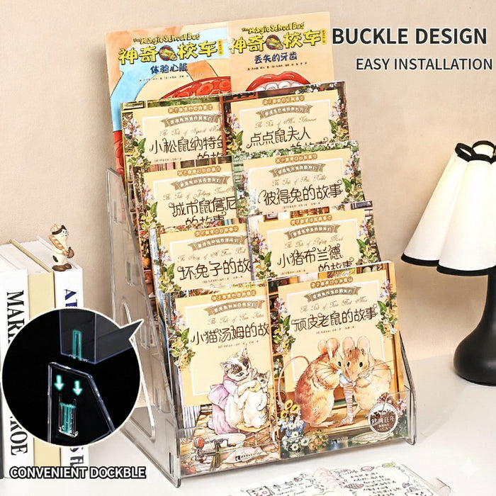 Modern Acrylic Display Stand | Multi-tier Desk Organizer for Books, Comics, Makeup, & Phone Cases