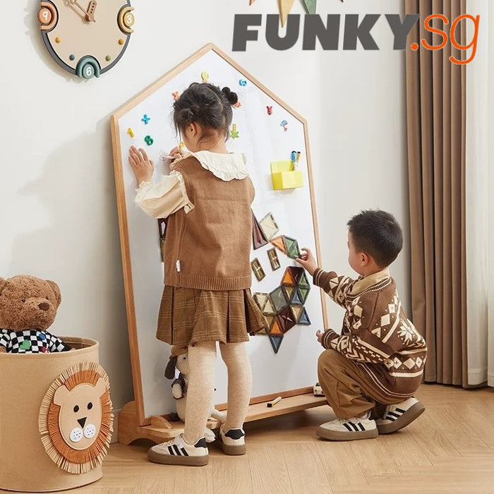 Magnetic Double-Sided Wooden Drawing Board Kids Art Board / Blackboard & Whiteboard