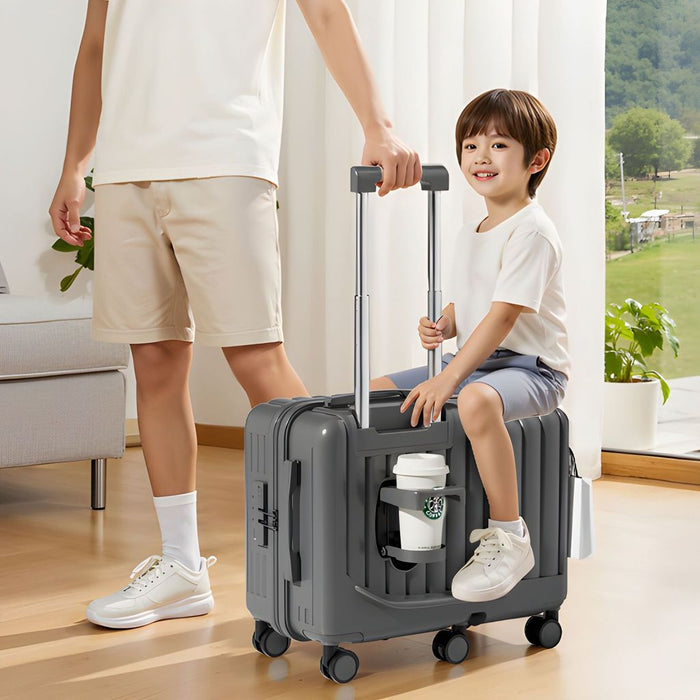 Multifunctional Travel Luggage | Hidden Cup Holder | 360° Spinner Wheels | TSA Lock | 20 Inch