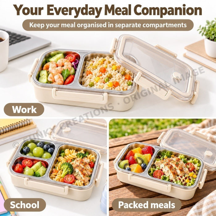304 Stainless Steel Lunch Box With Compartments Microwave Dishwasher Fridge Food Grade BPA Free – FUNKY.sg