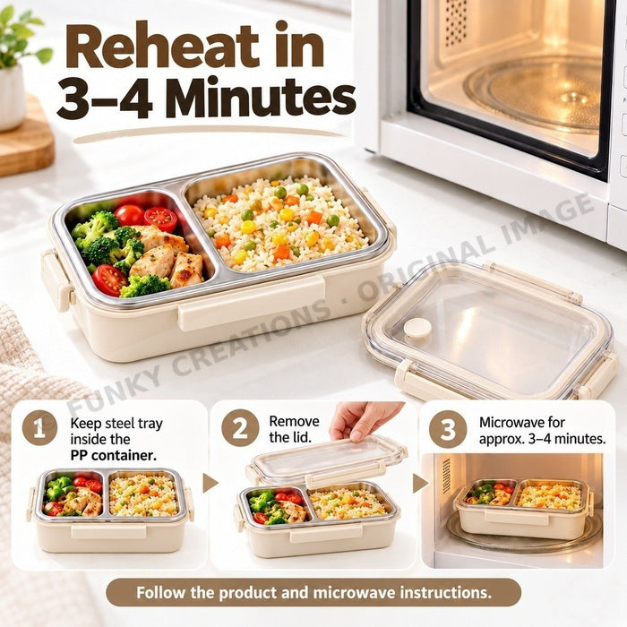 304 Stainless Steel Lunch Box With Compartments Microwave Dishwasher Fridge Food Grade BPA Free – FUNKY.sg