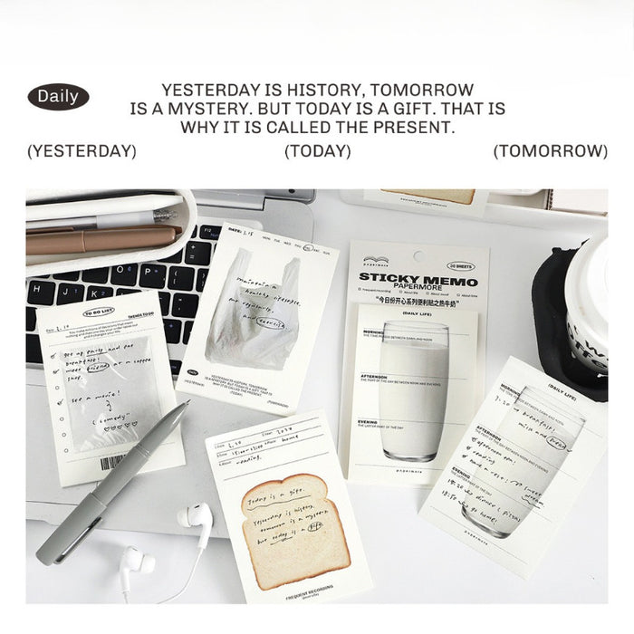 PAPERMORE Sticky Memo Pad Cute Aesthetic Notepad To-Do List Planner Notes Paper Stationery (4 Designs)