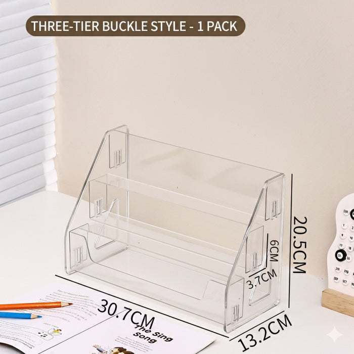 Modern Acrylic Display Stand | Multi-tier Desk Organizer for Books, Comics, Makeup, & Phone Cases
