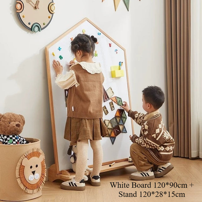 Magnetic Double-Sided Wooden Drawing Board Kids Art Board / Blackboard & Whiteboard